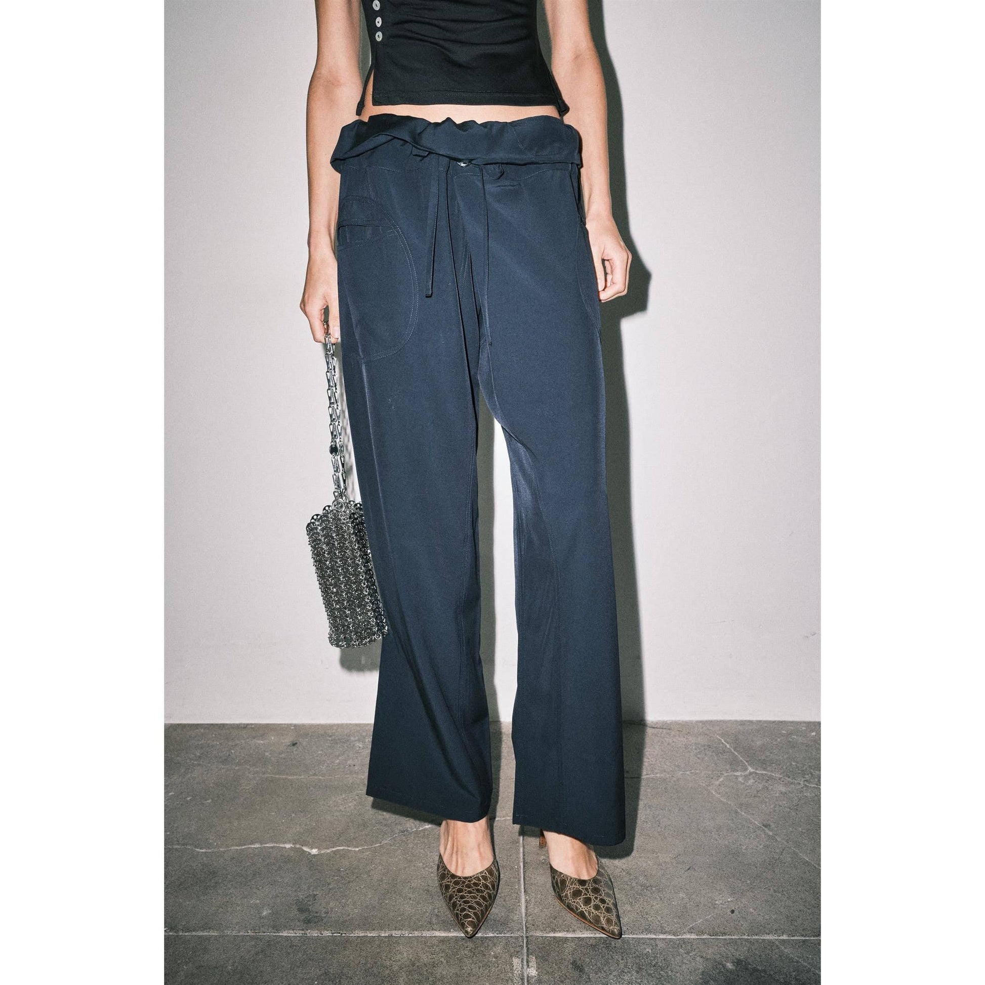 Anja Fold-Over Paperbag Waist Pant