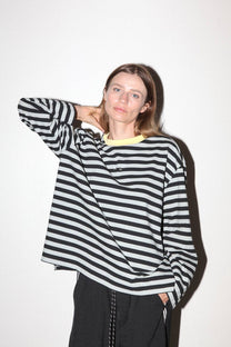 Pierced Long Sleeve Box Tee in Sky &amp; Midnight