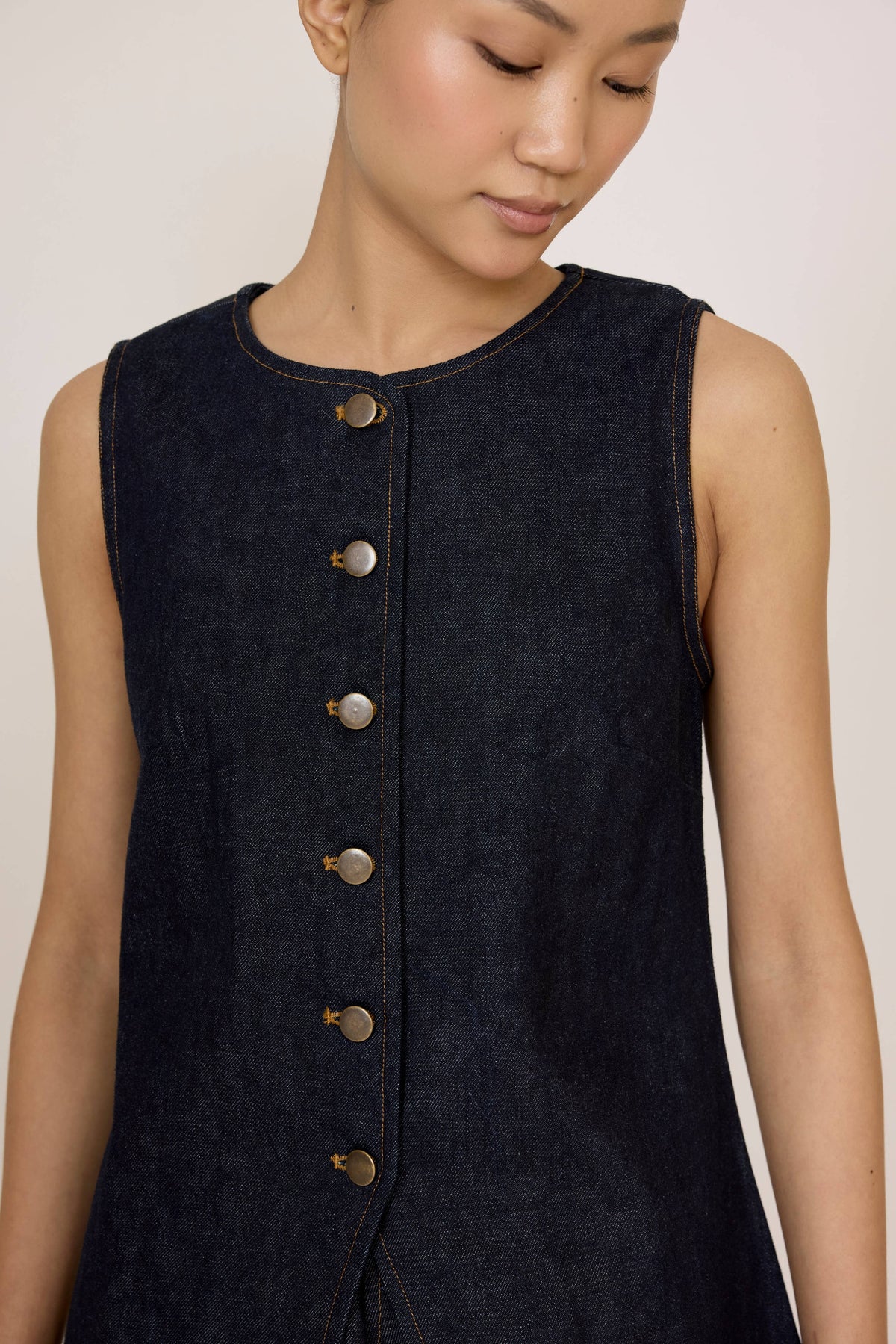 Longline Vest in Dark Indigo