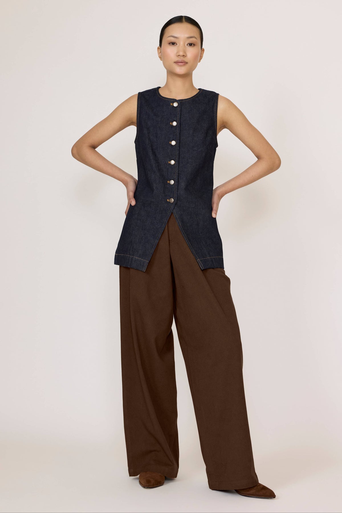 Longline Vest in Dark Indigo