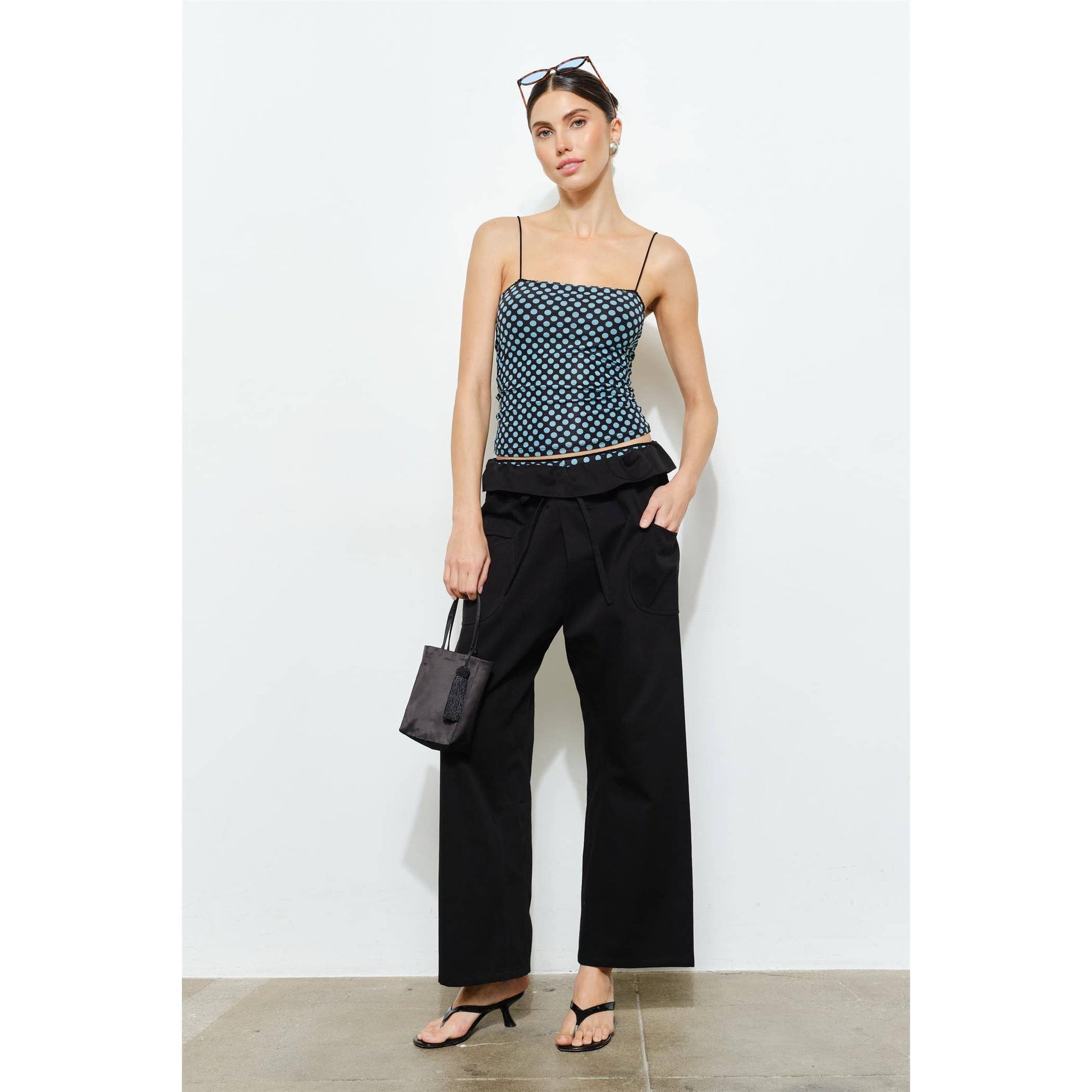 Anja Fold-Over Cotton Twill Pant