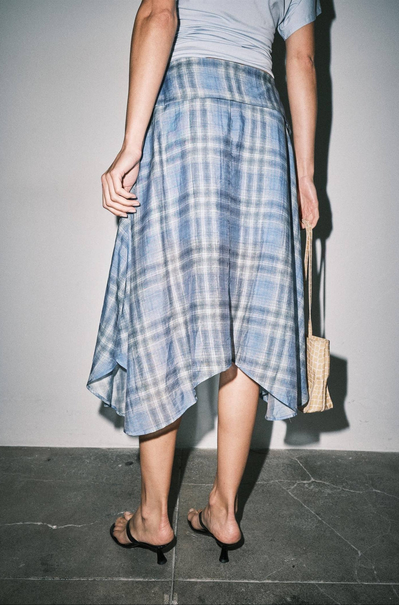 Emily Plaid Linen Midi Skirt