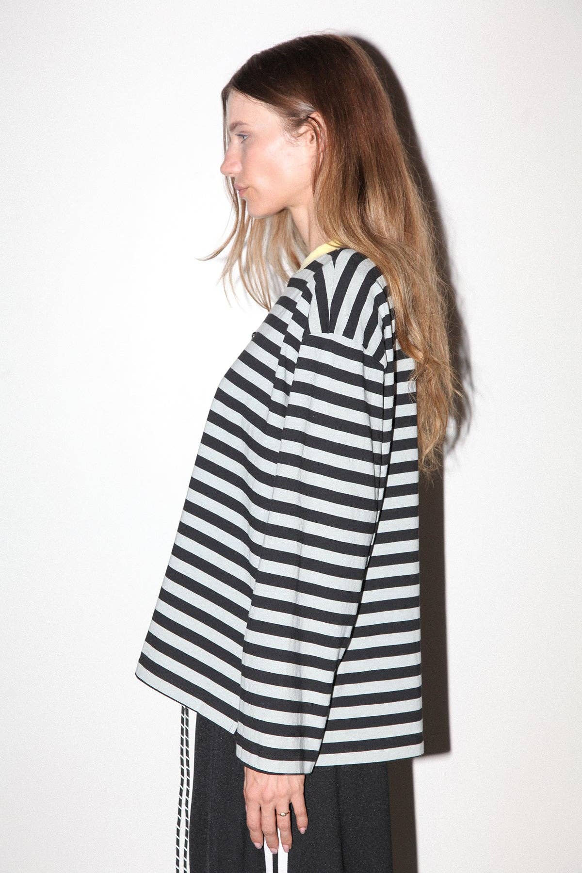Pierced Long Sleeve Box Tee in Sky &amp; Midnight