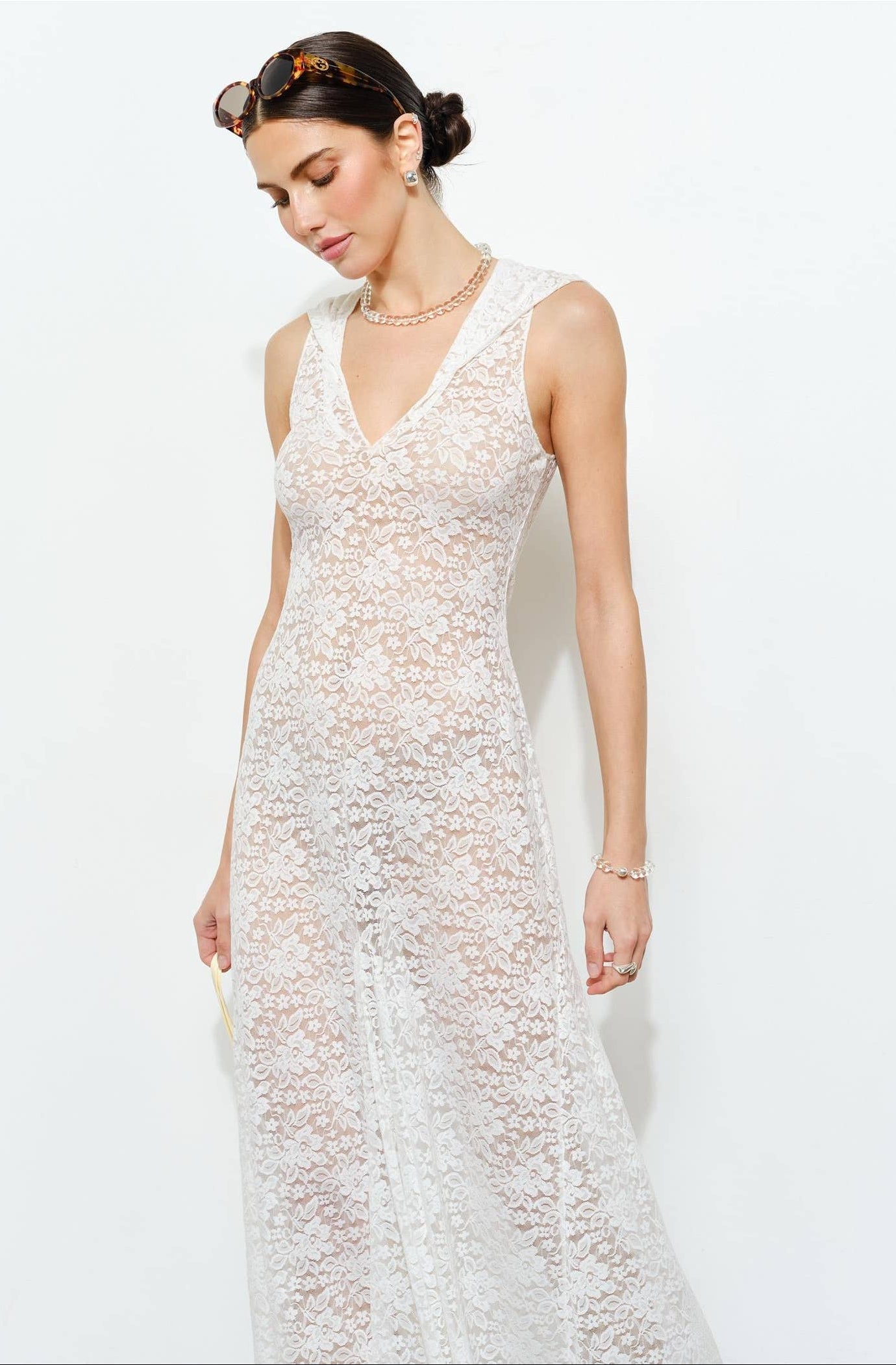 Veda Sheer Lace Maxi Dress