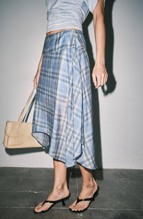 Emily Plaid Linen Midi Skirt