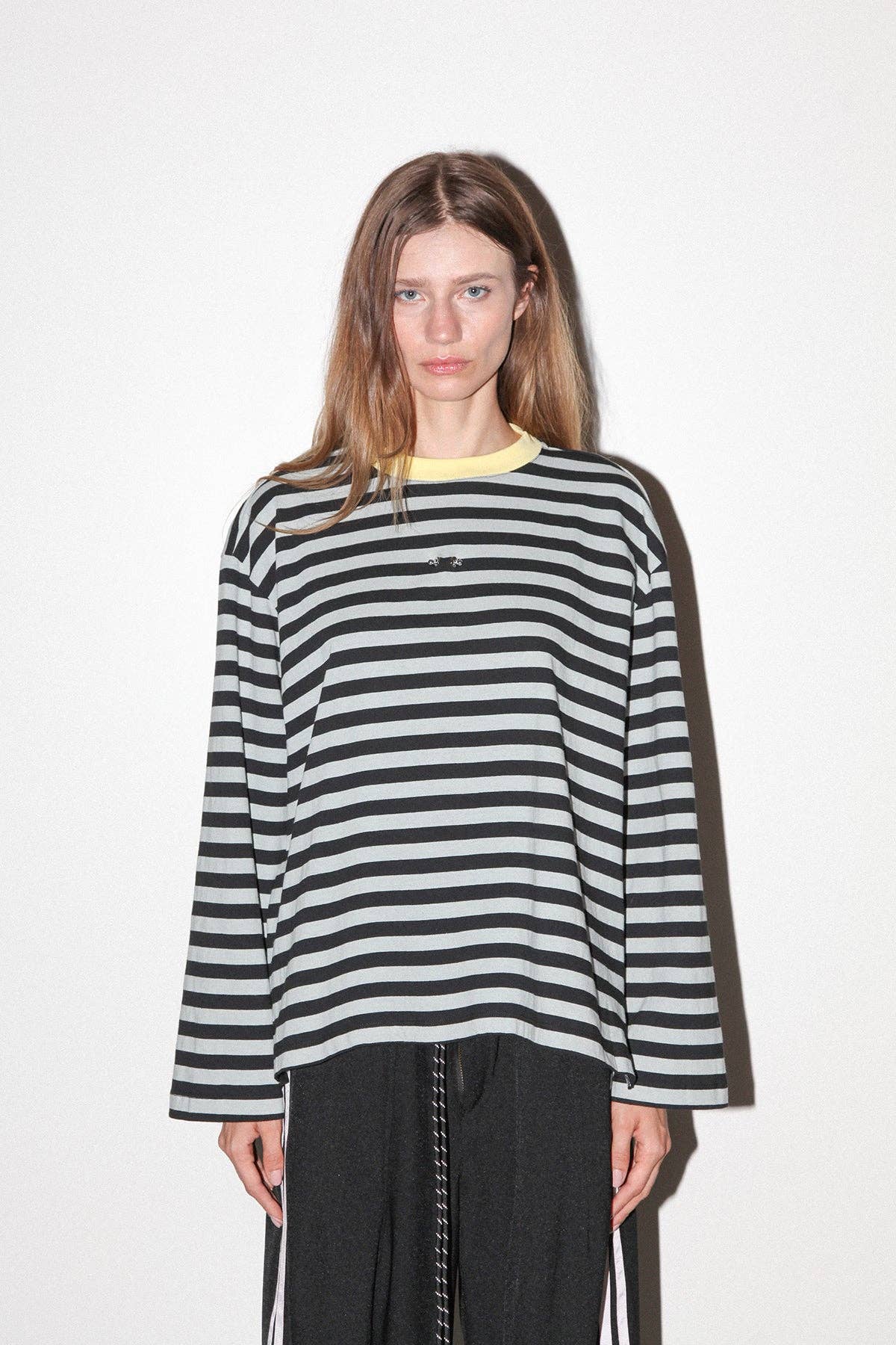 Pierced Long Sleeve Box Tee in Sky &amp; Midnight