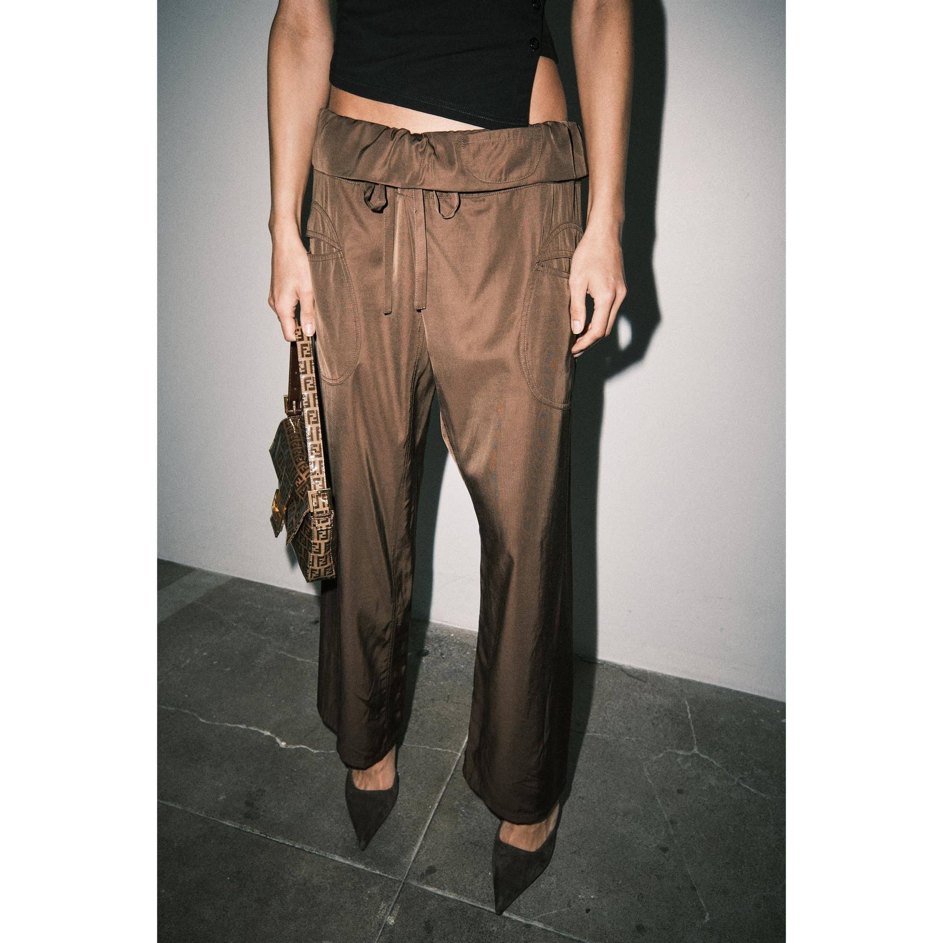 Anja Fold-Over Paperbag Waist Pant
