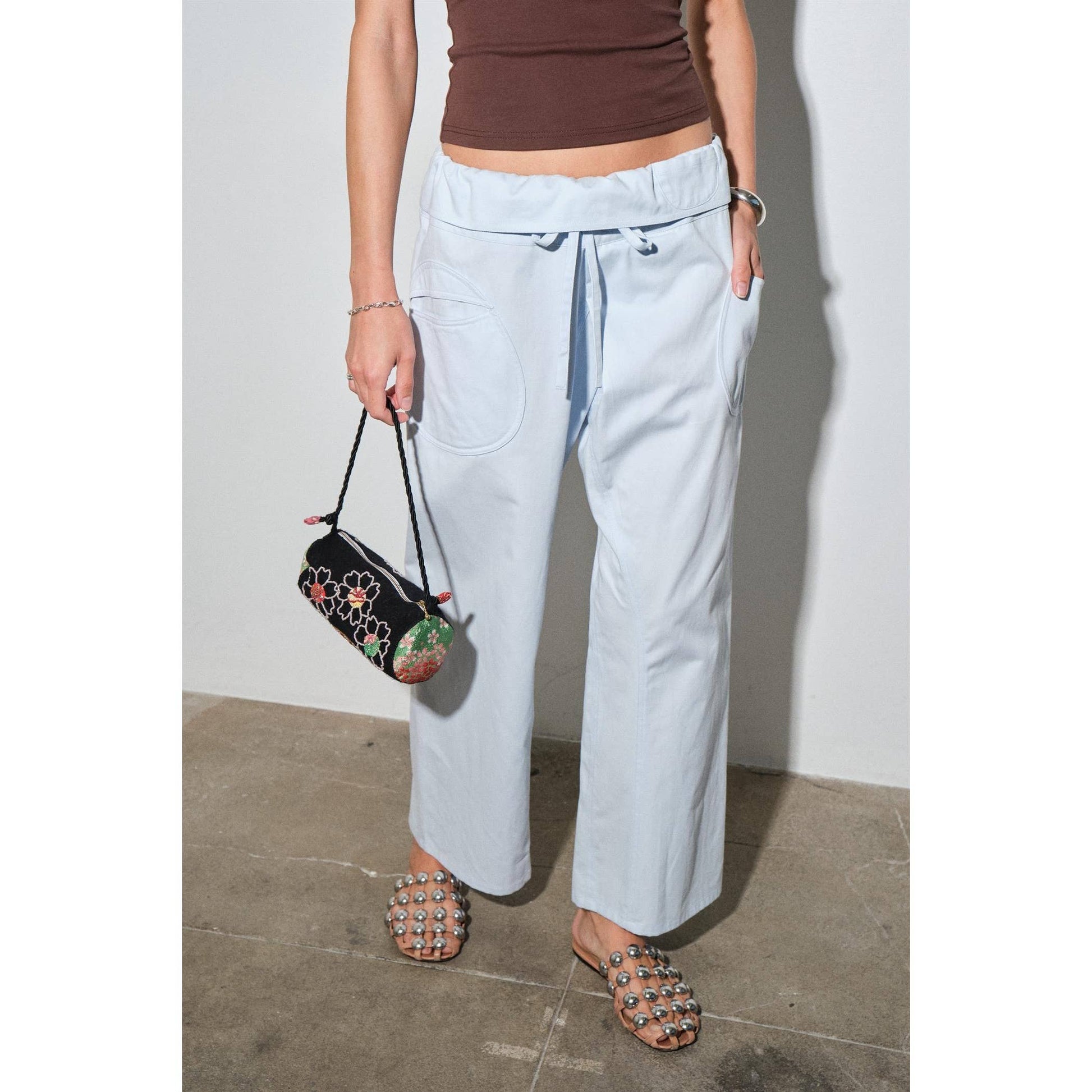 Anja Fold-Over Cotton Twill Pant
