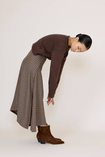 Flowy Midi Skirt in Wool Plaid