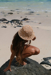 Cowry Shell Raffia Bucket Hat