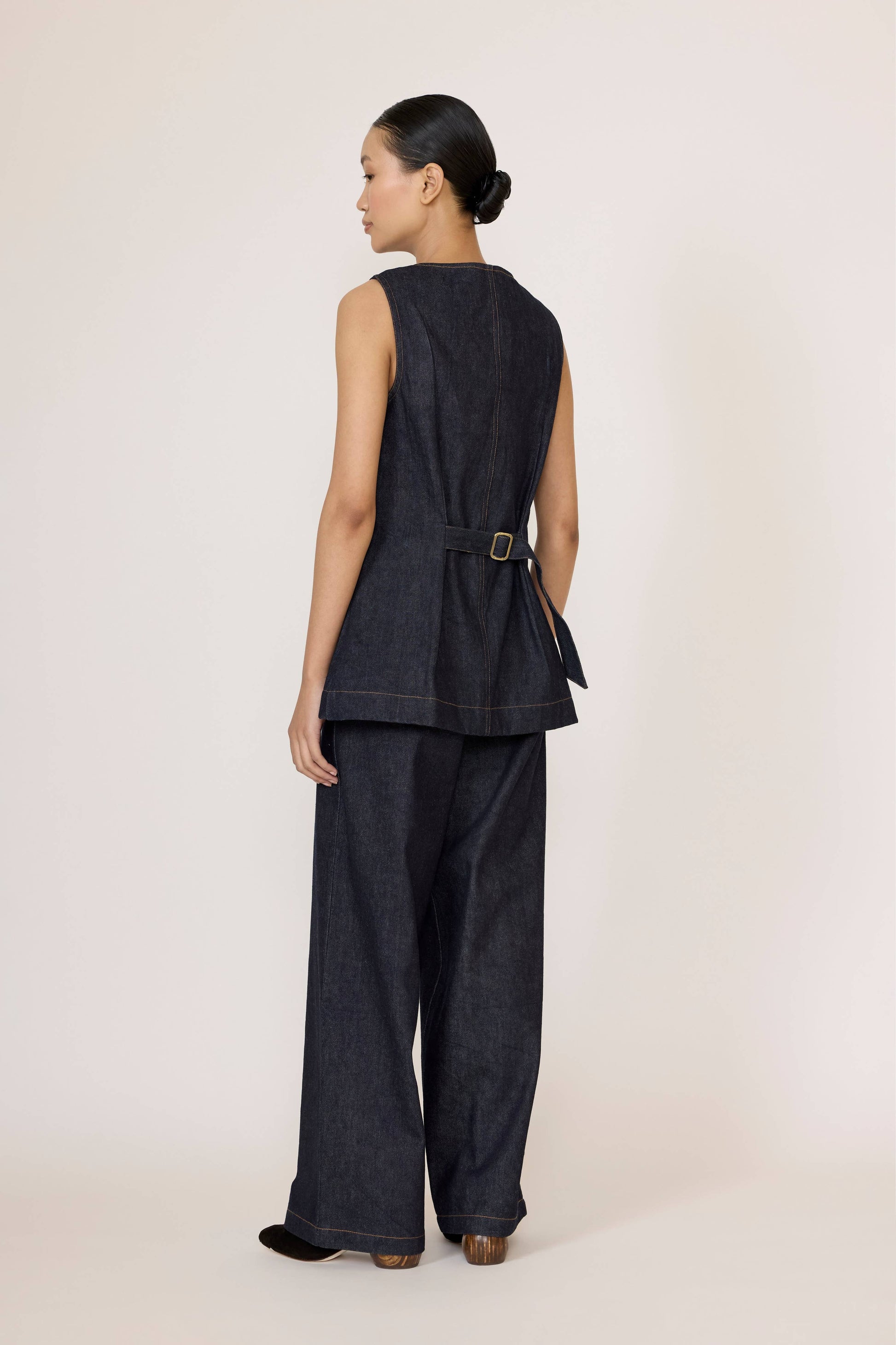 Longline Vest in Dark Indigo