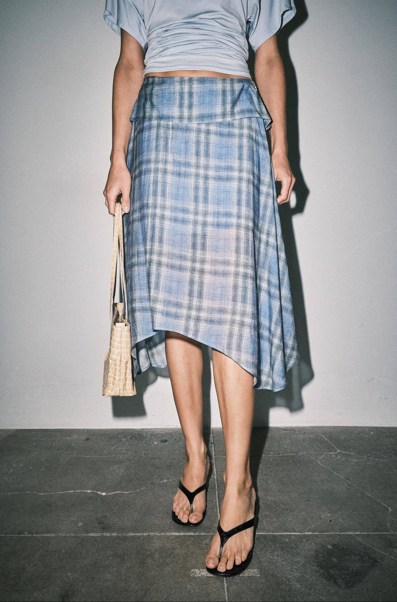 Emily Plaid Linen Midi Skirt