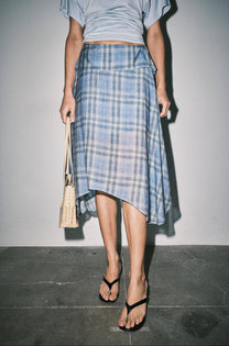 Emily Plaid Linen Midi Skirt