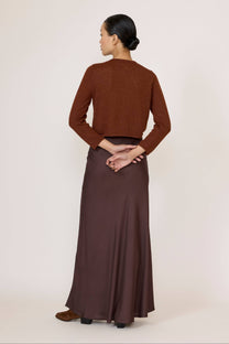 Bias Maxi Skirt in Chocolate Brown