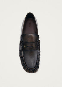 Aven Vintage Effect Leather Loafers