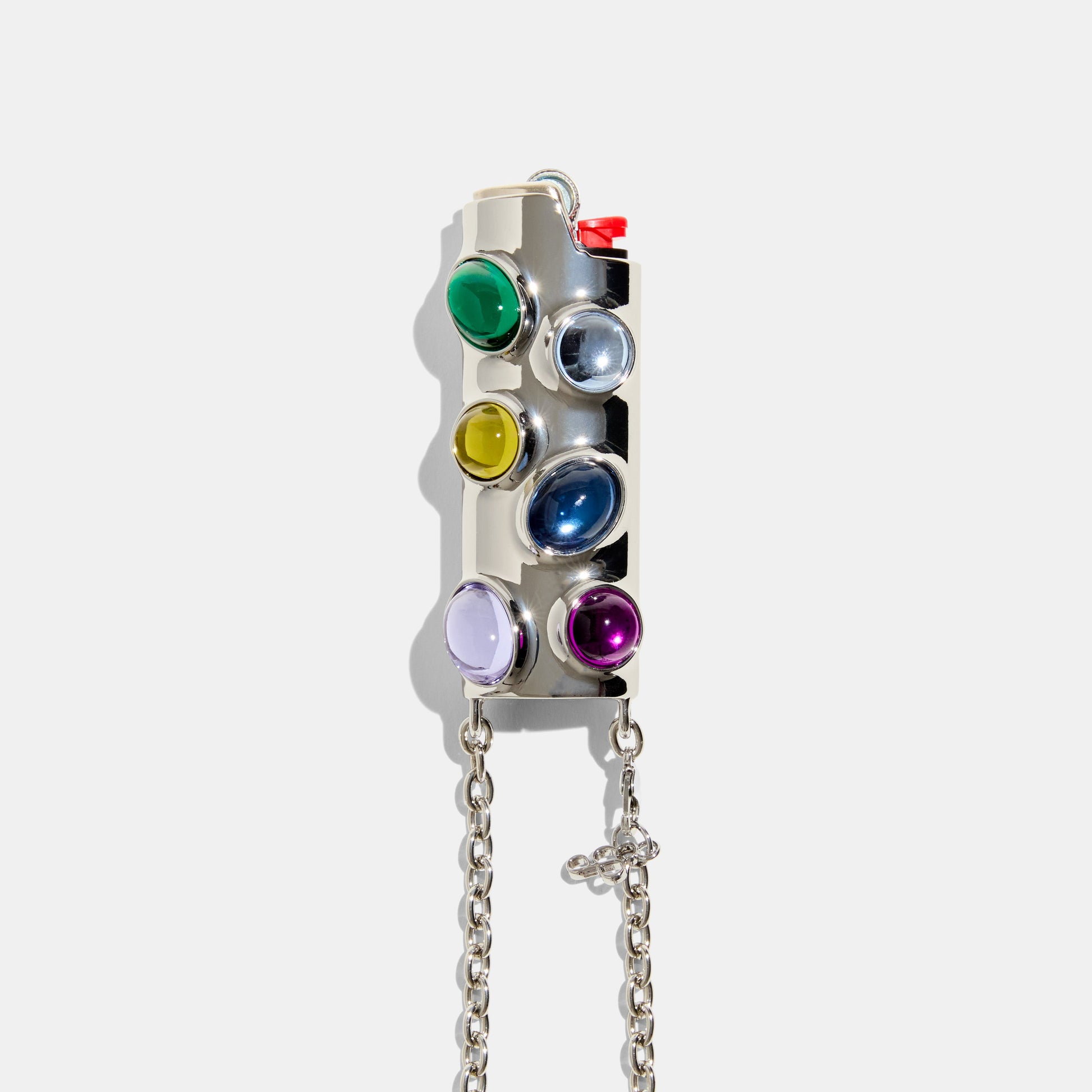 Gemstoned lighter case with chain