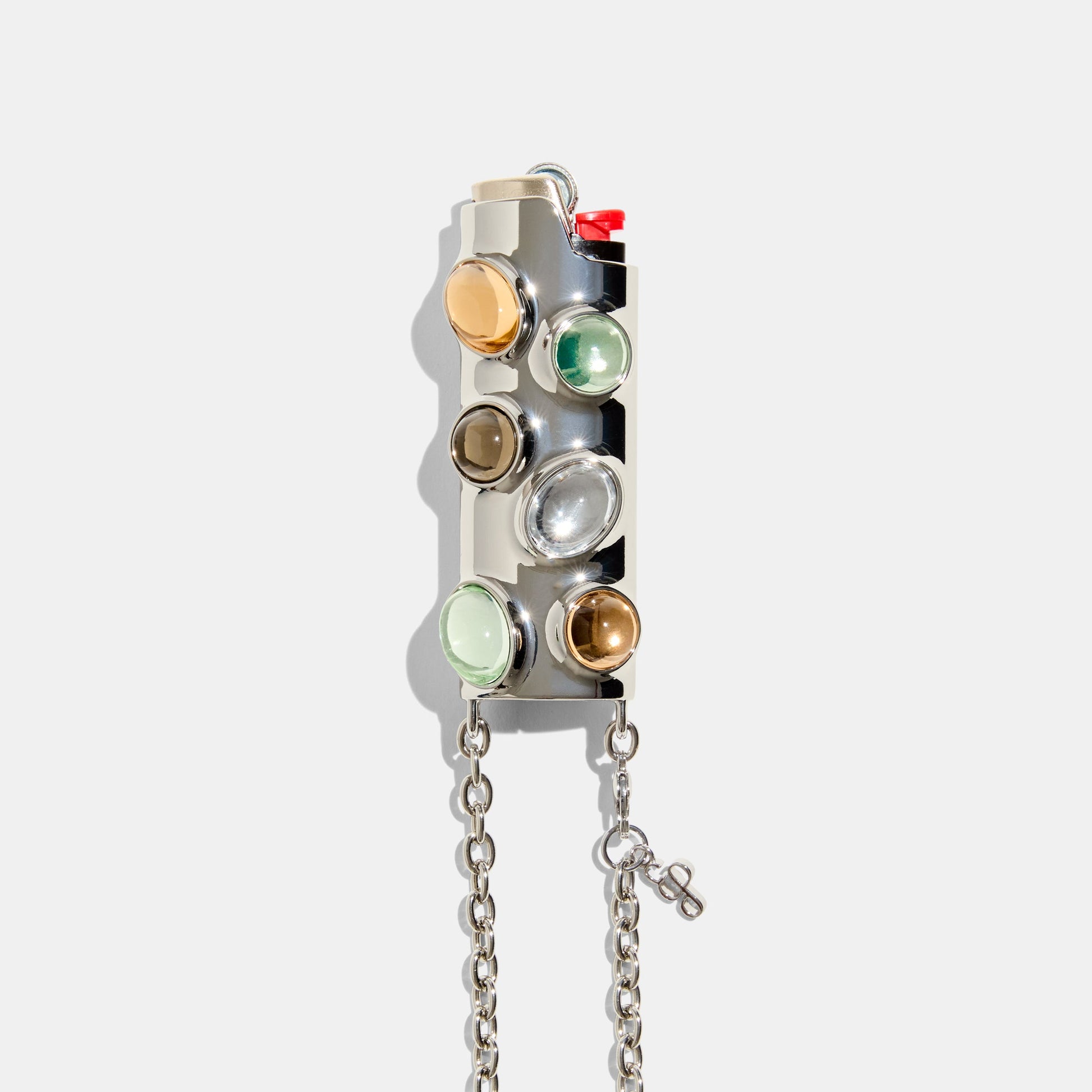 Gemstoned lighter case with chain