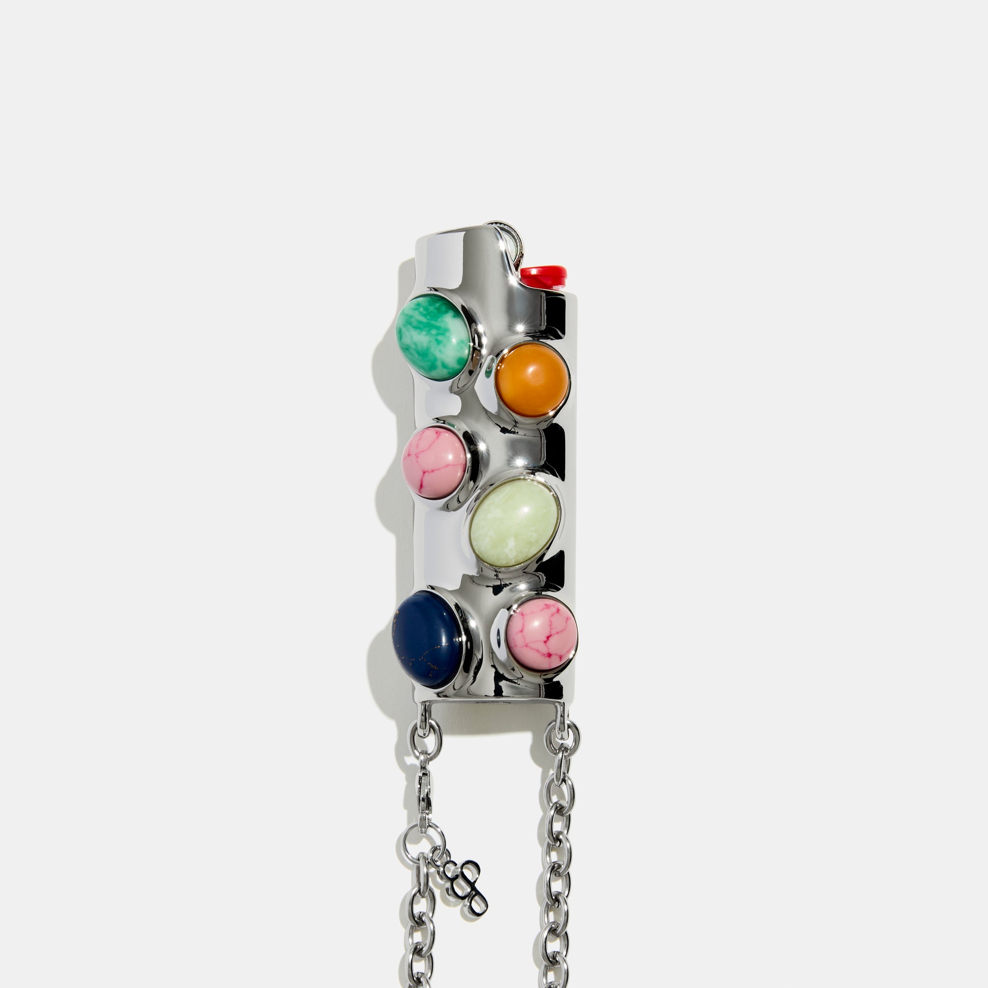 Gemstoned lighter case with chain