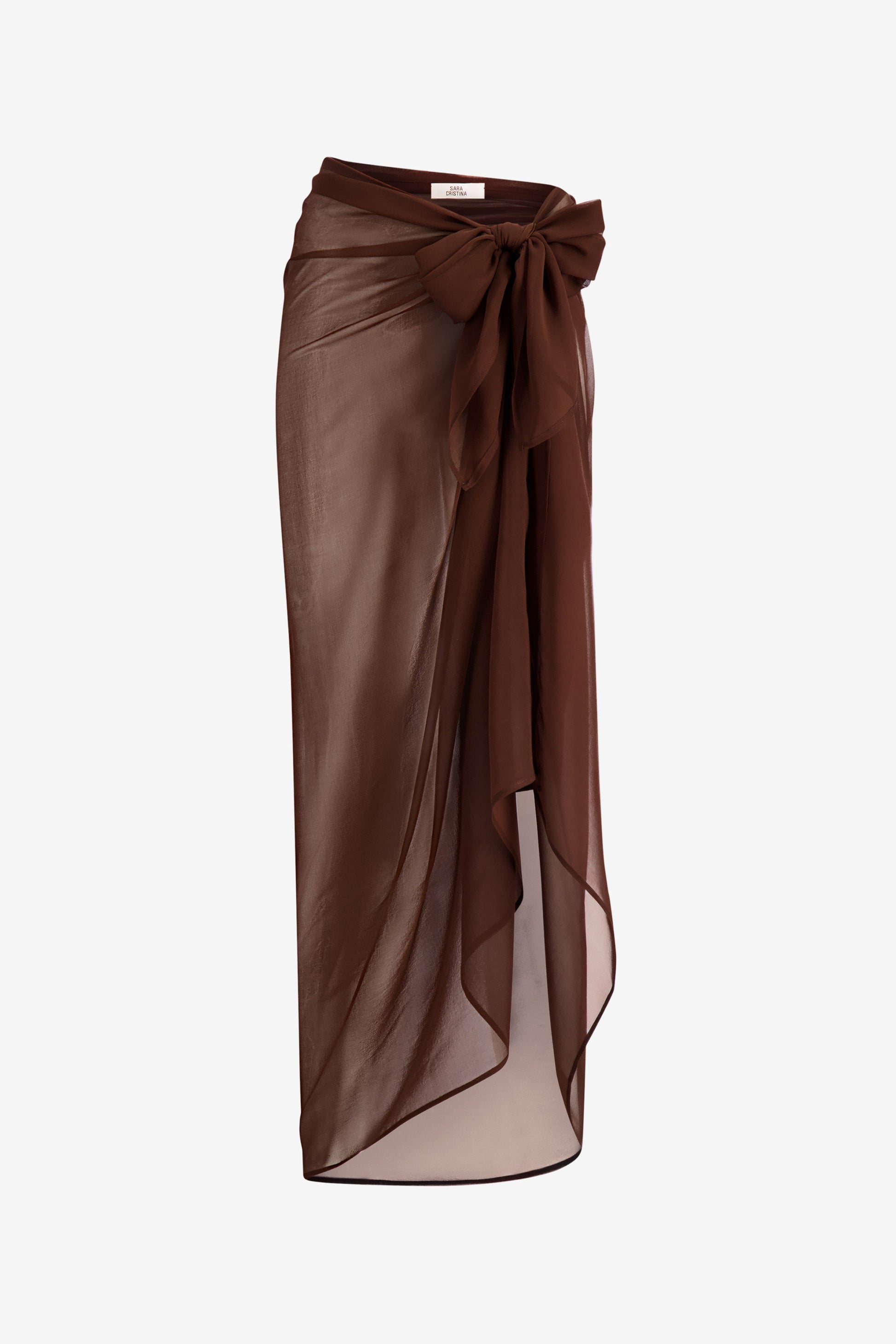 Long Pareo in Brown Silk
