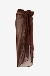Long Pareo in Brown Silk