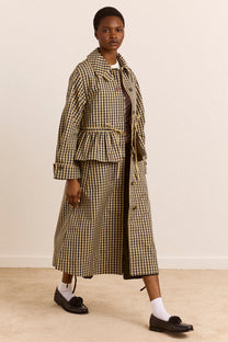 Myrtle Trench Coat Navy Gingham