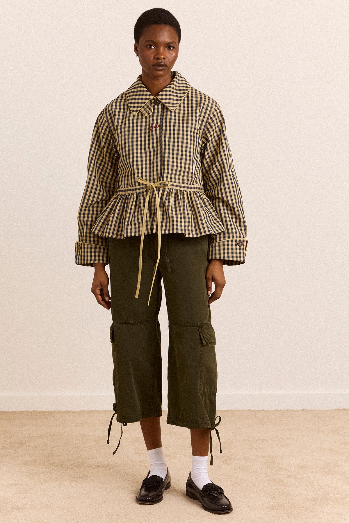 Myrtle Trench Coat Navy Gingham