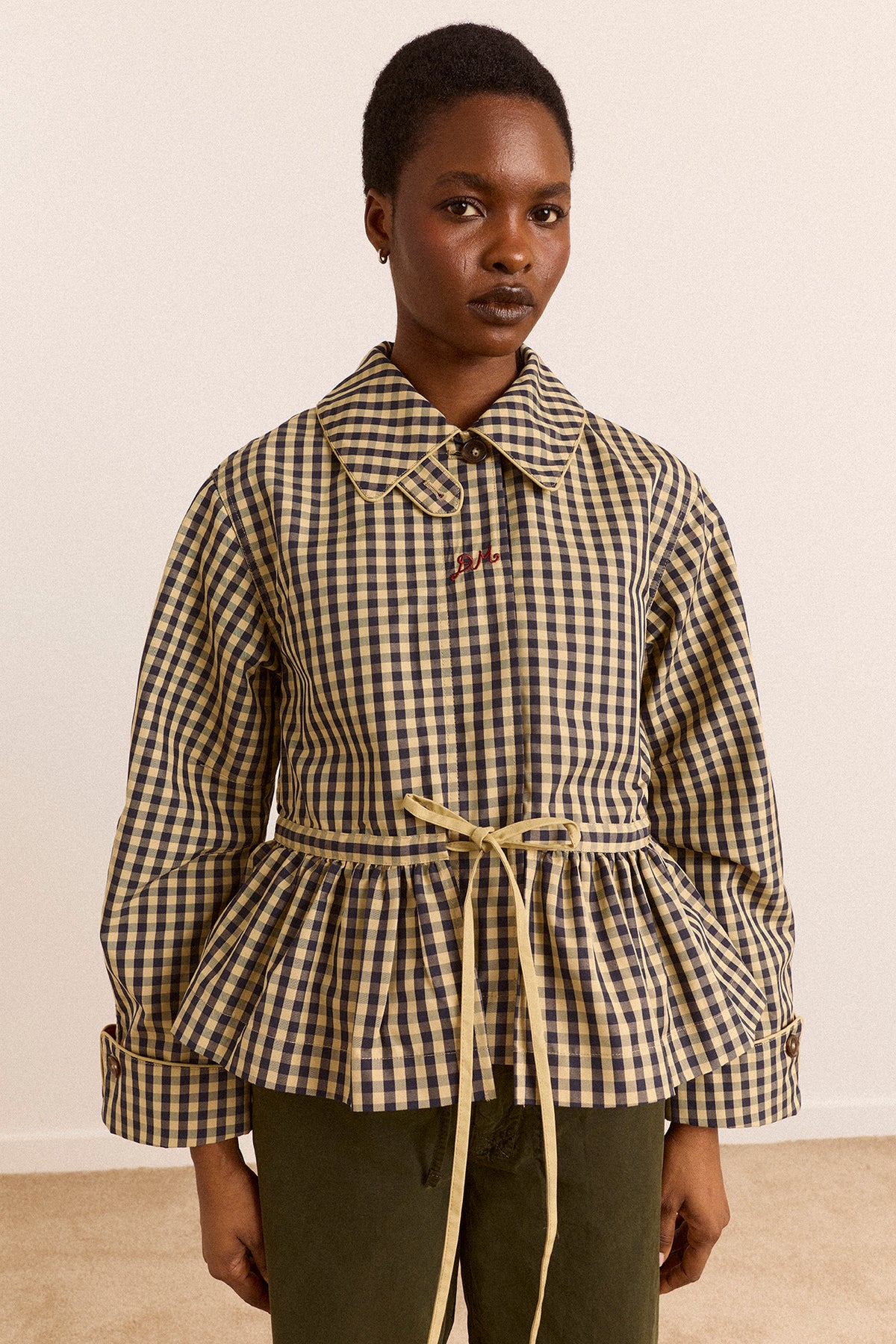 Myrtle Trench Coat Navy Gingham