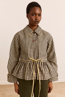 Myrtle Trench Coat Navy Gingham