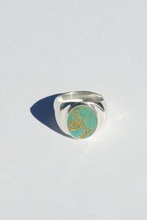 Perlmutte ring tuquoise &amp; silver