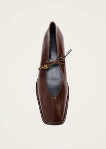 Sway Beads Rift Brown Leather Ballet Flats