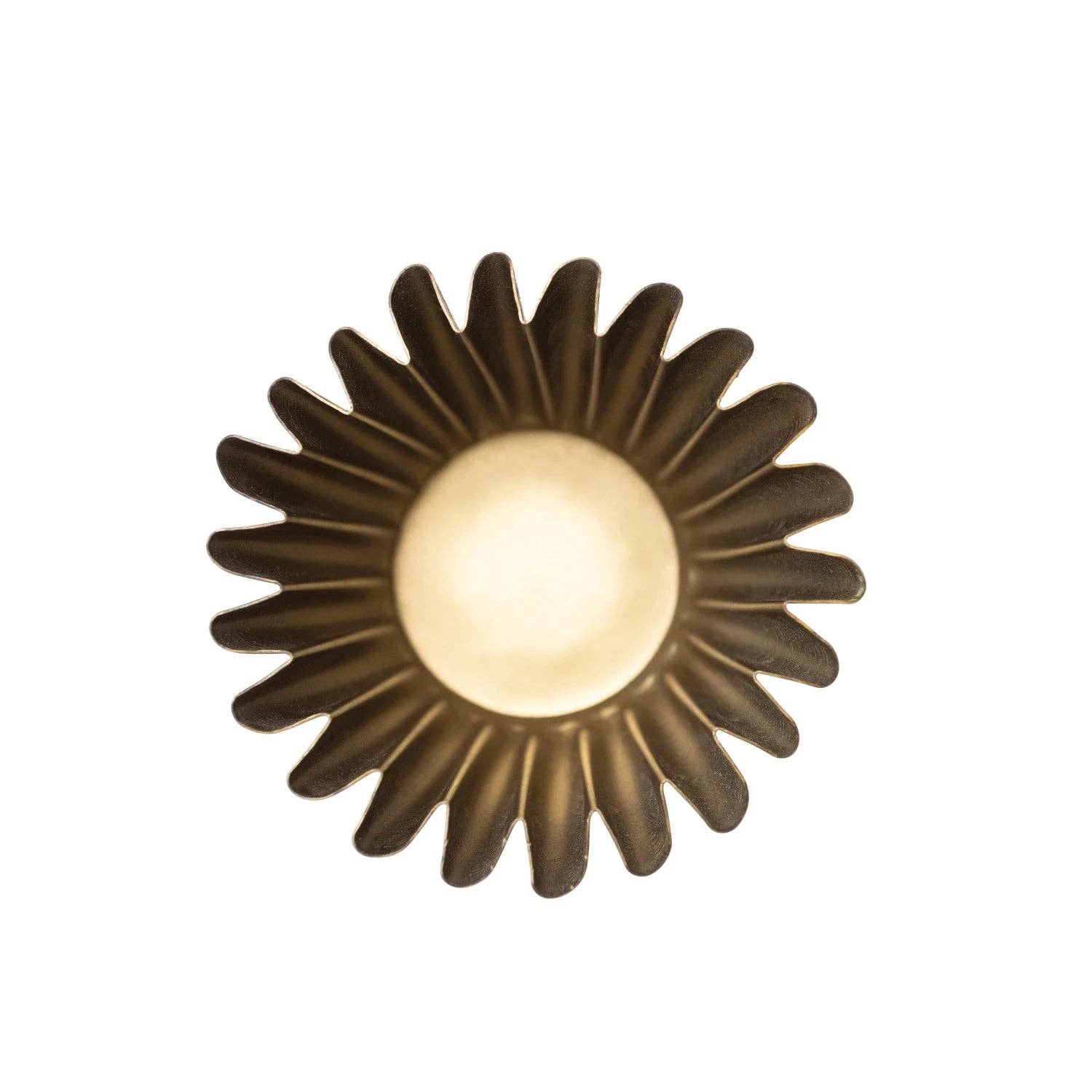 Fluted Metal Planter, Brass Finish small