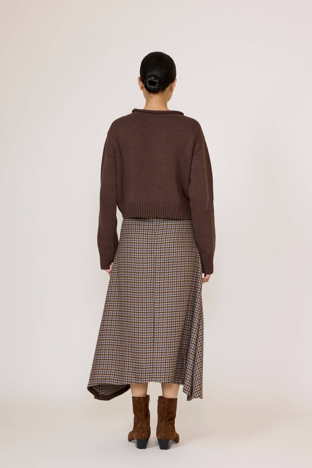 Flowy Midi Skirt in Wool Plaid