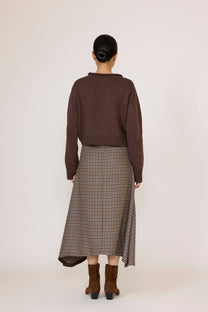Flowy Midi Skirt in Wool Plaid