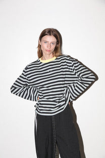 Pierced Long Sleeve Box Tee in Sky &amp; Midnight