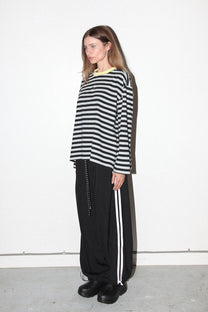 Pierced Long Sleeve Box Tee in Sky &amp; Midnight