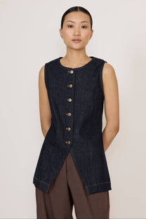 Longline Vest in Dark Indigo