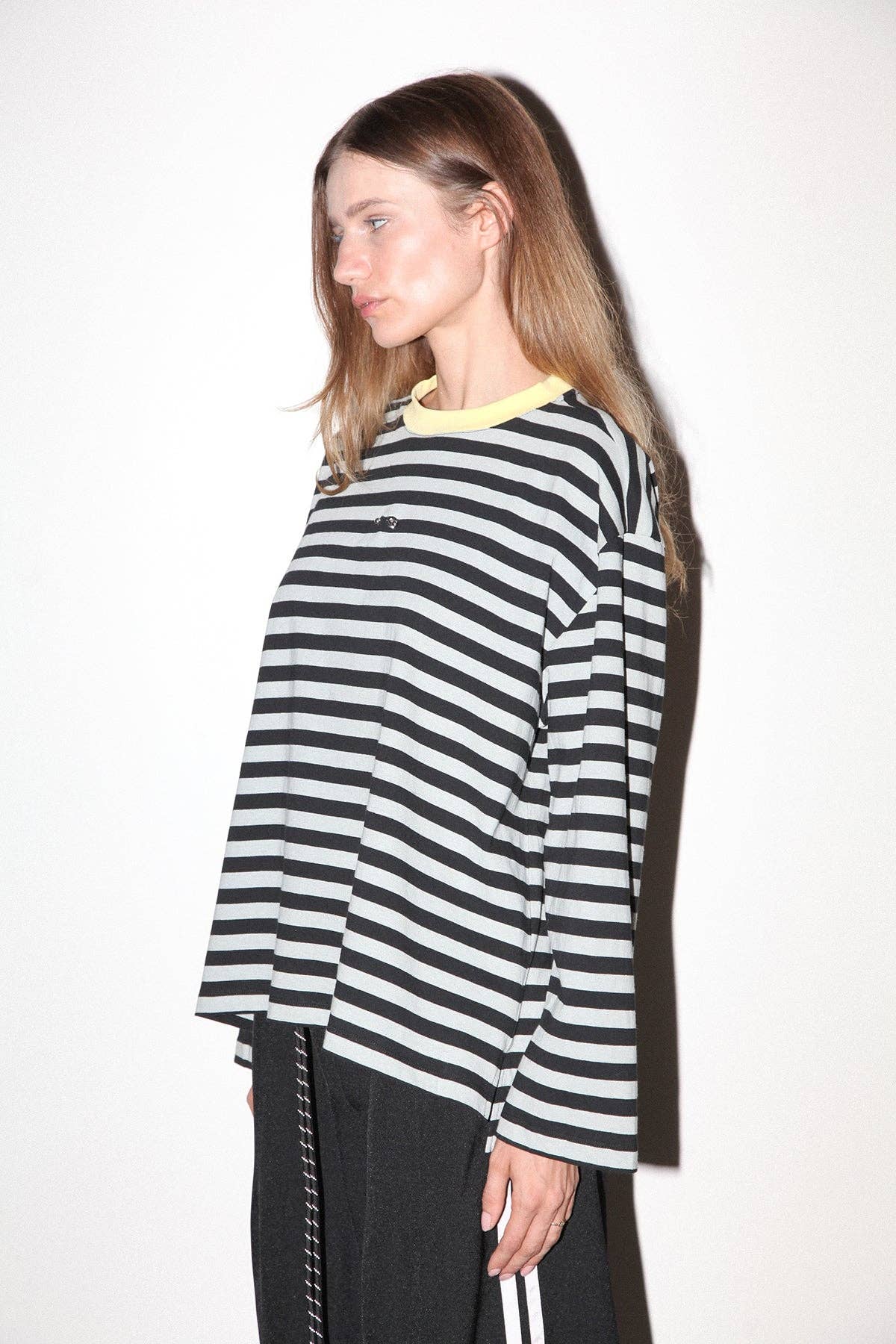 Pierced Long Sleeve Box Tee in Sky &amp; Midnight