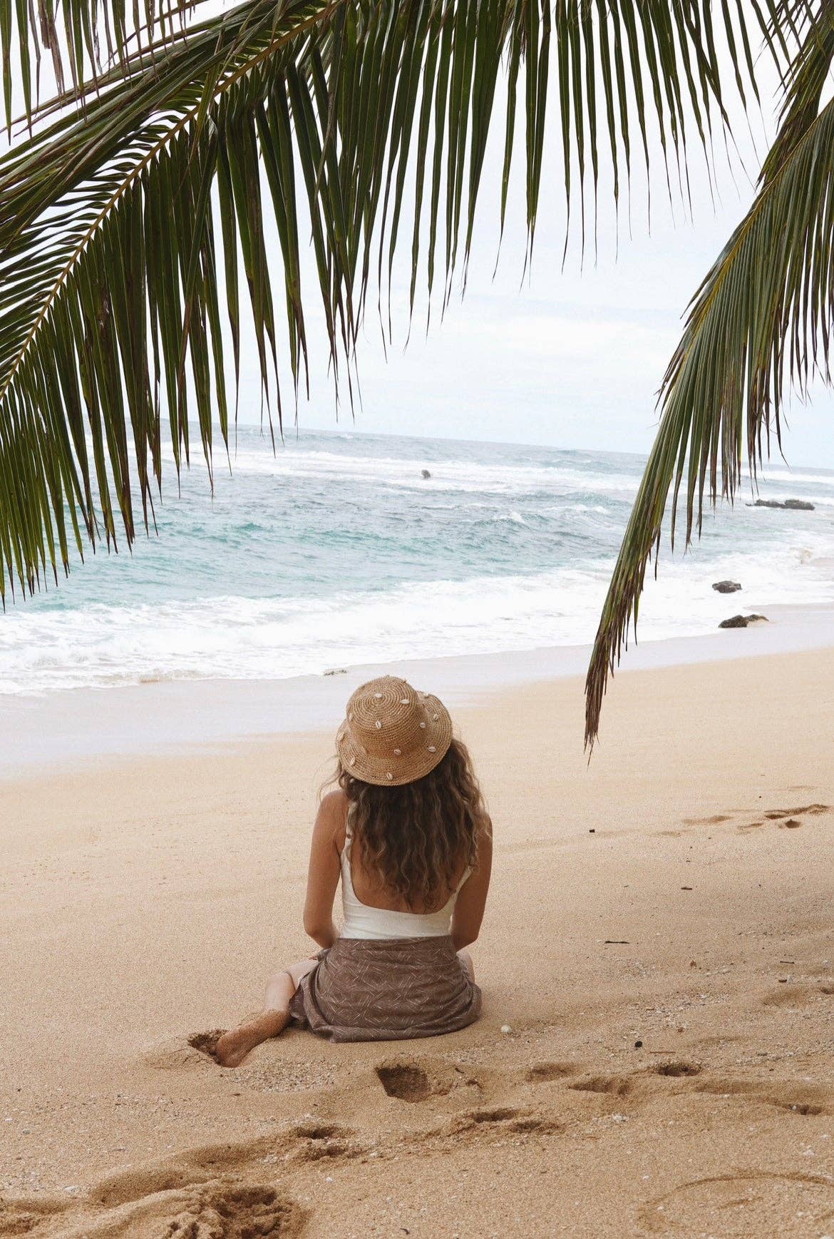 Cowry Shell Raffia Bucket Hat