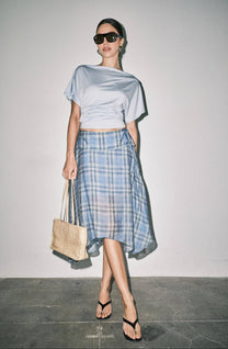 Emily Plaid Linen Midi Skirt