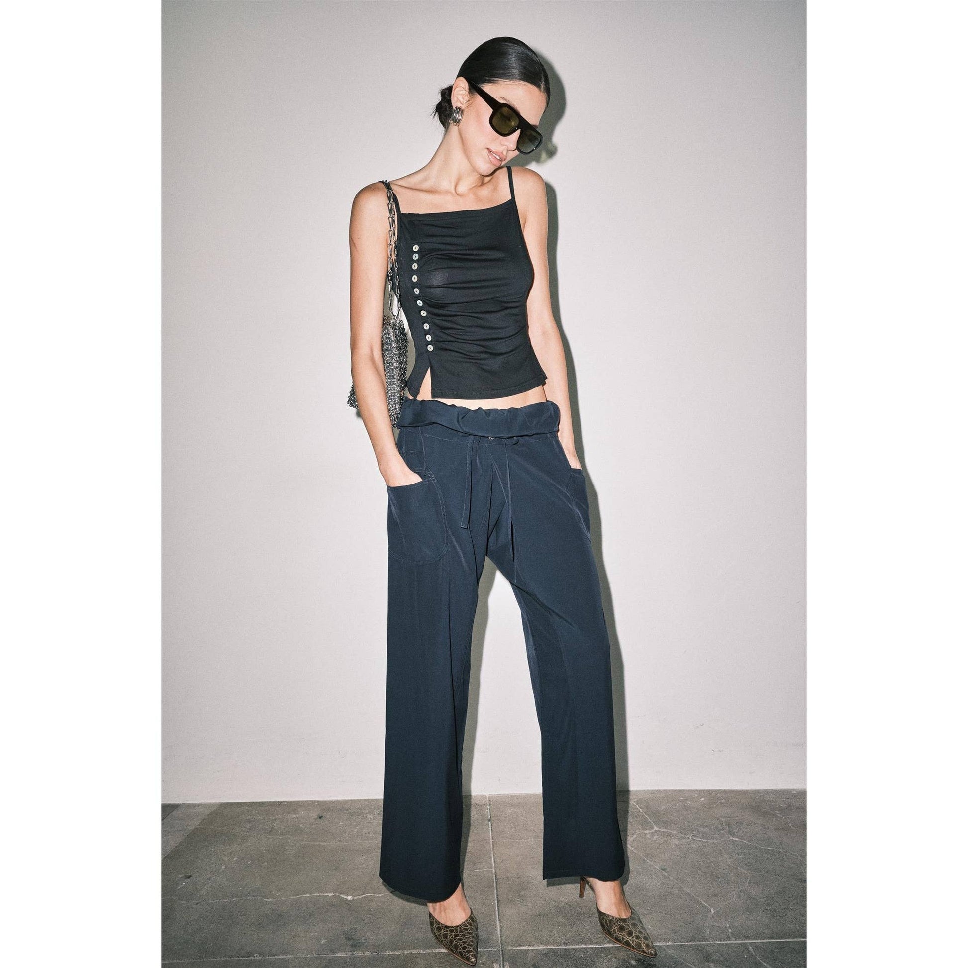 Anja Fold-Over Paperbag Waist Pant