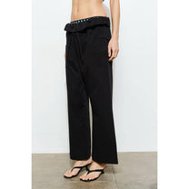 Anja Fold-Over Cotton Twill Pant