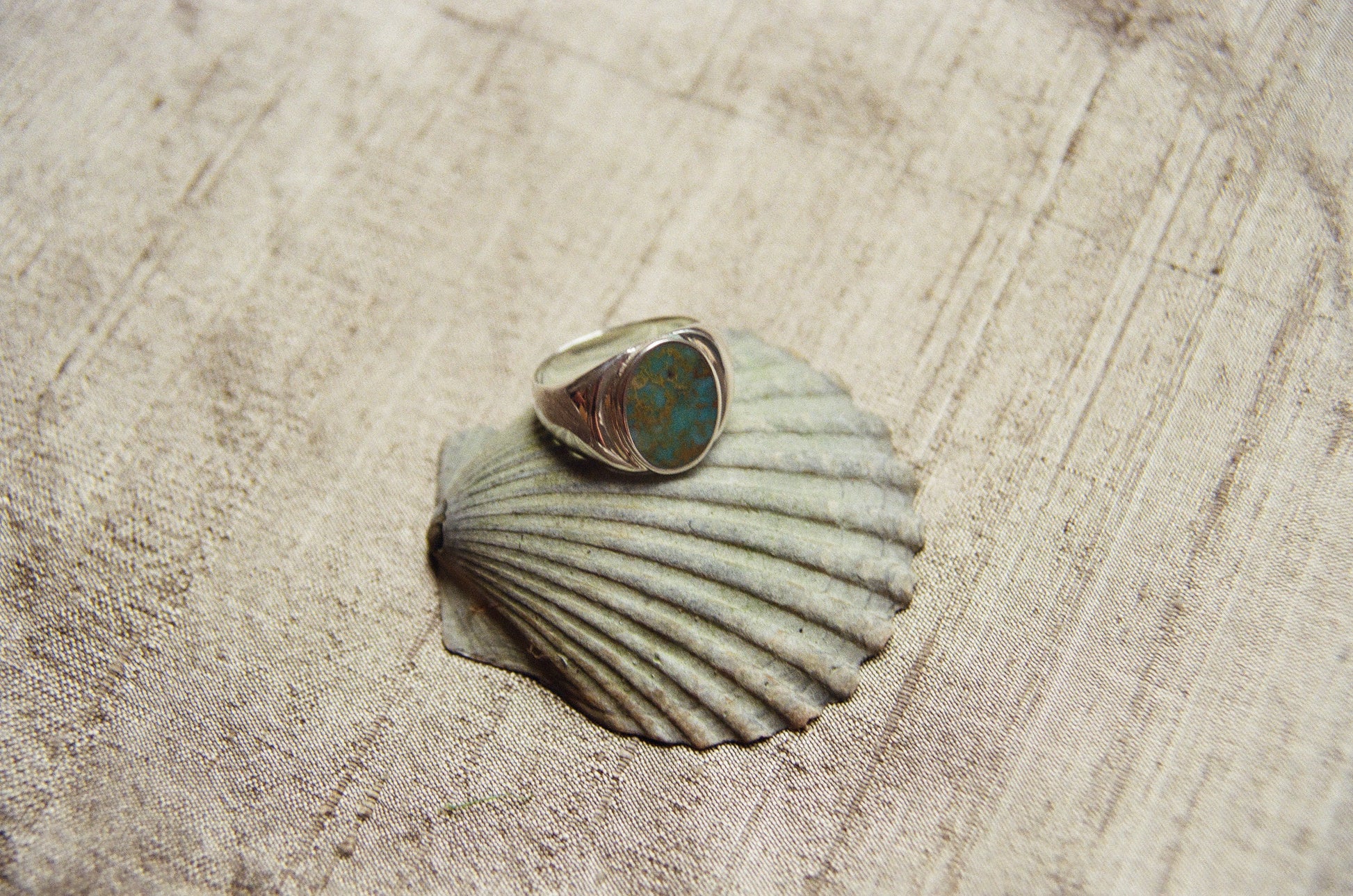 Perlmutte ring tuquoise &amp; silver